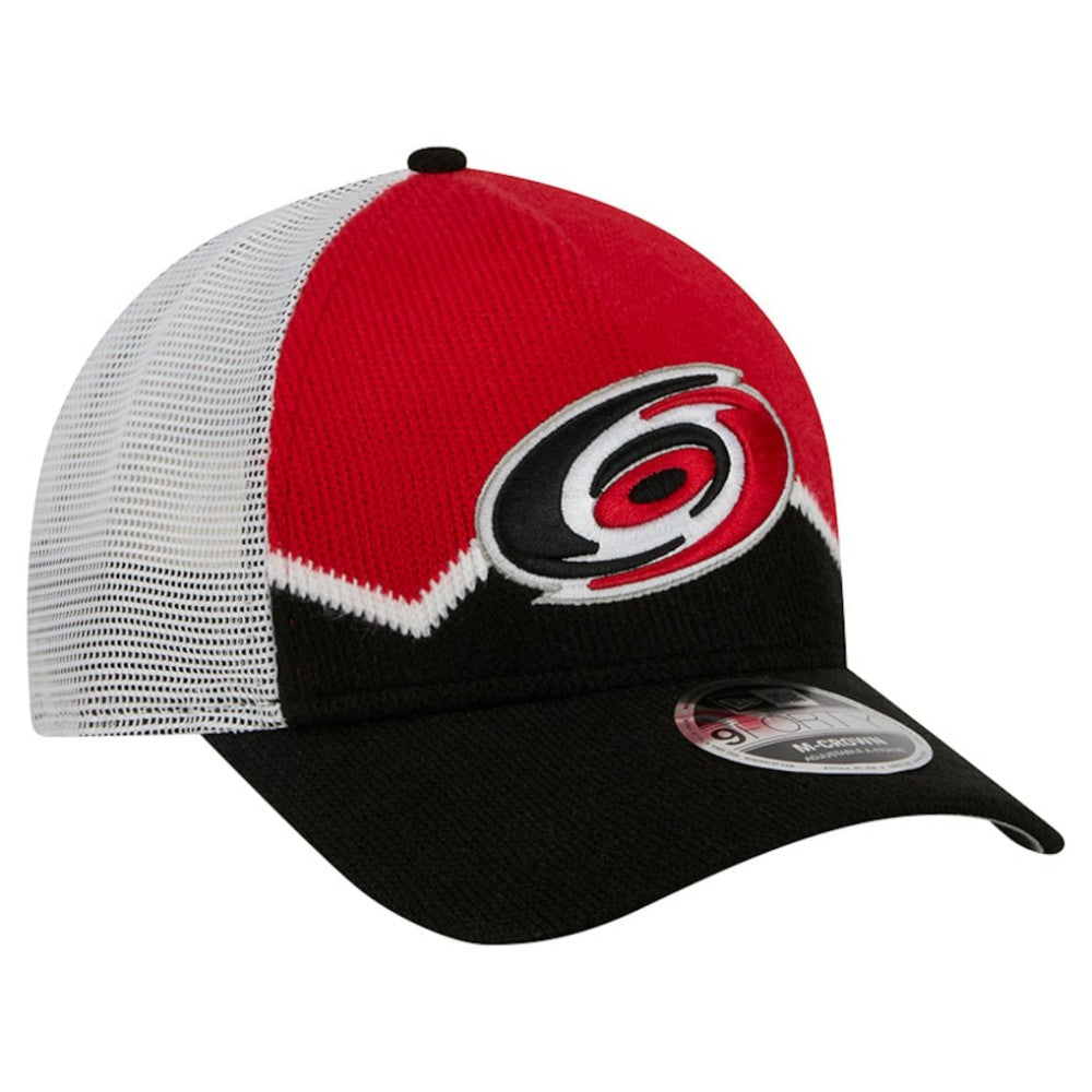 Carolina Hurricanes New Era Hockey Sock 9FORTY A-Frame M-Crown Adjustable Trucker Hat - Black/Red | New Era sale