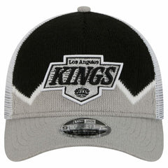 Los Angeles Kings New Era Hockey Sock 9FORTY A-Frame M-Crown Adjustable Trucker Hat - Silver/Black | New Era Clearance