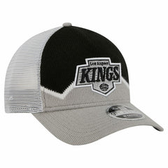 Los Angeles Kings New Era Hockey Sock 9FORTY A-Frame M-Crown Adjustable Trucker Hat - Silver/Black | New Era Clearance