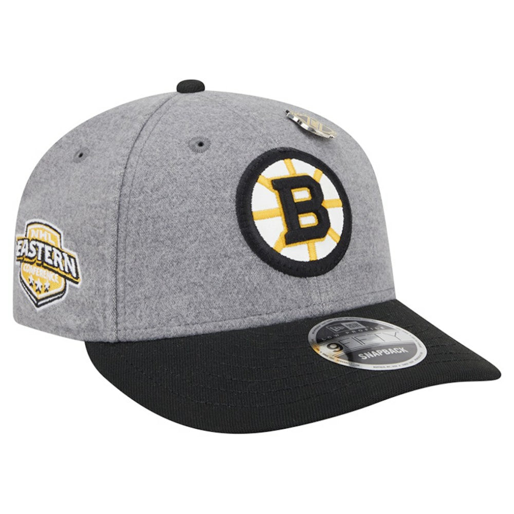 Boston Bruins New Era Wool Pin Low Profile 9FIFTY Snapback Hat - Gray/Black | New Era discount