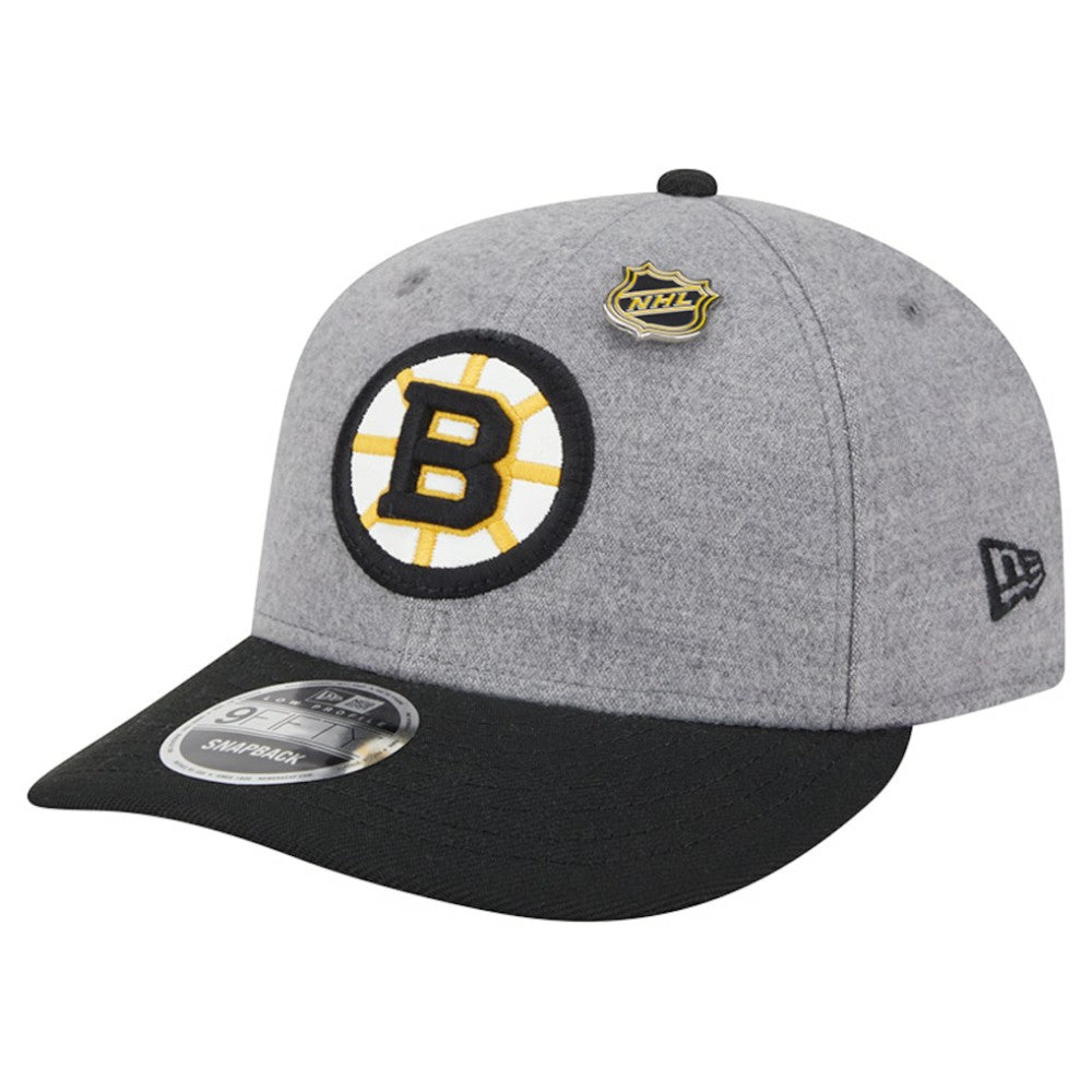 Boston Bruins New Era Wool Pin Low Profile 9FIFTY Snapback Hat - Gray/Black | New Era discount