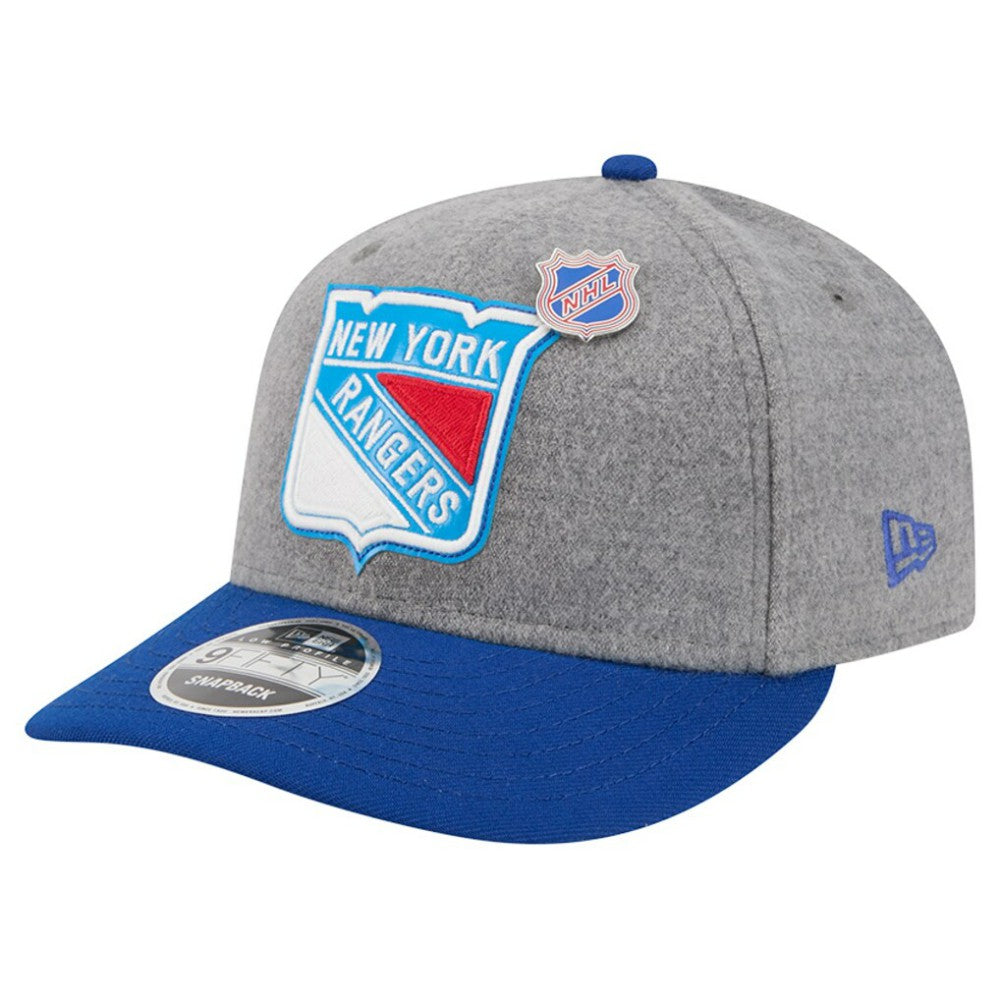 New York Rangers New Era Wool Pin Low Profile 9FIFTY Snapback Hat - Gray/Blue | New Era discount