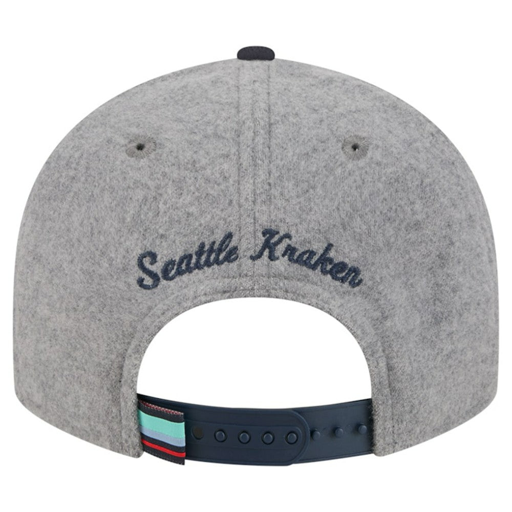 Seattle Kraken New Era Wool Pin Low Profile 9FIFTY Snapback Hat - Gray/Deep Sea Blue | New Era on sale