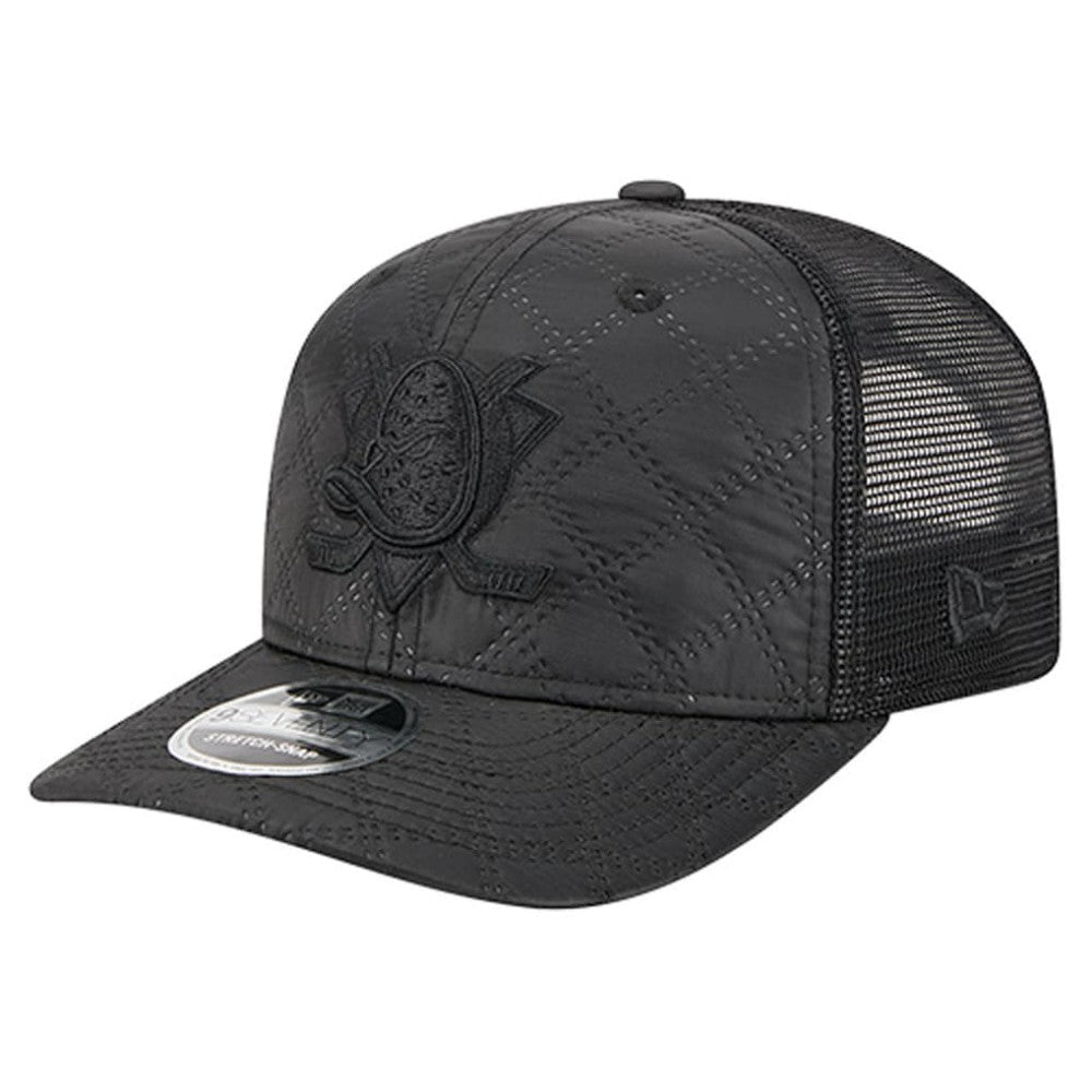 Anaheim Ducks New Era Quilted Nylon 9SEVENTY Adjustable Trucker Hat - Black | New Era Clearance
