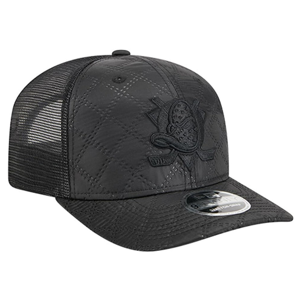 Anaheim Ducks New Era Quilted Nylon 9SEVENTY Adjustable Trucker Hat - Black | New Era Clearance