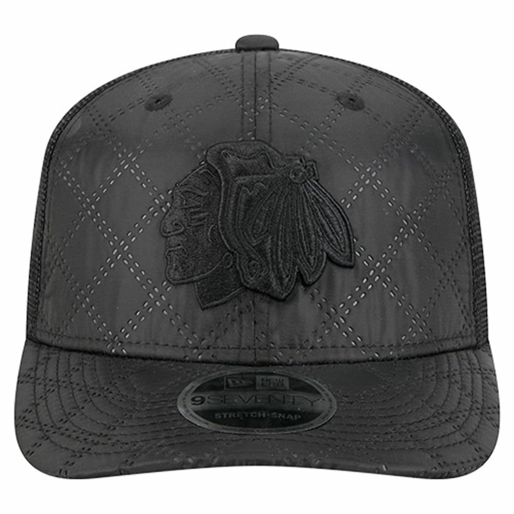 Chicago Blackhawks New Era Quilted Nylon 9SEVENTY Adjustable Trucker Hat - Black | New Era near me