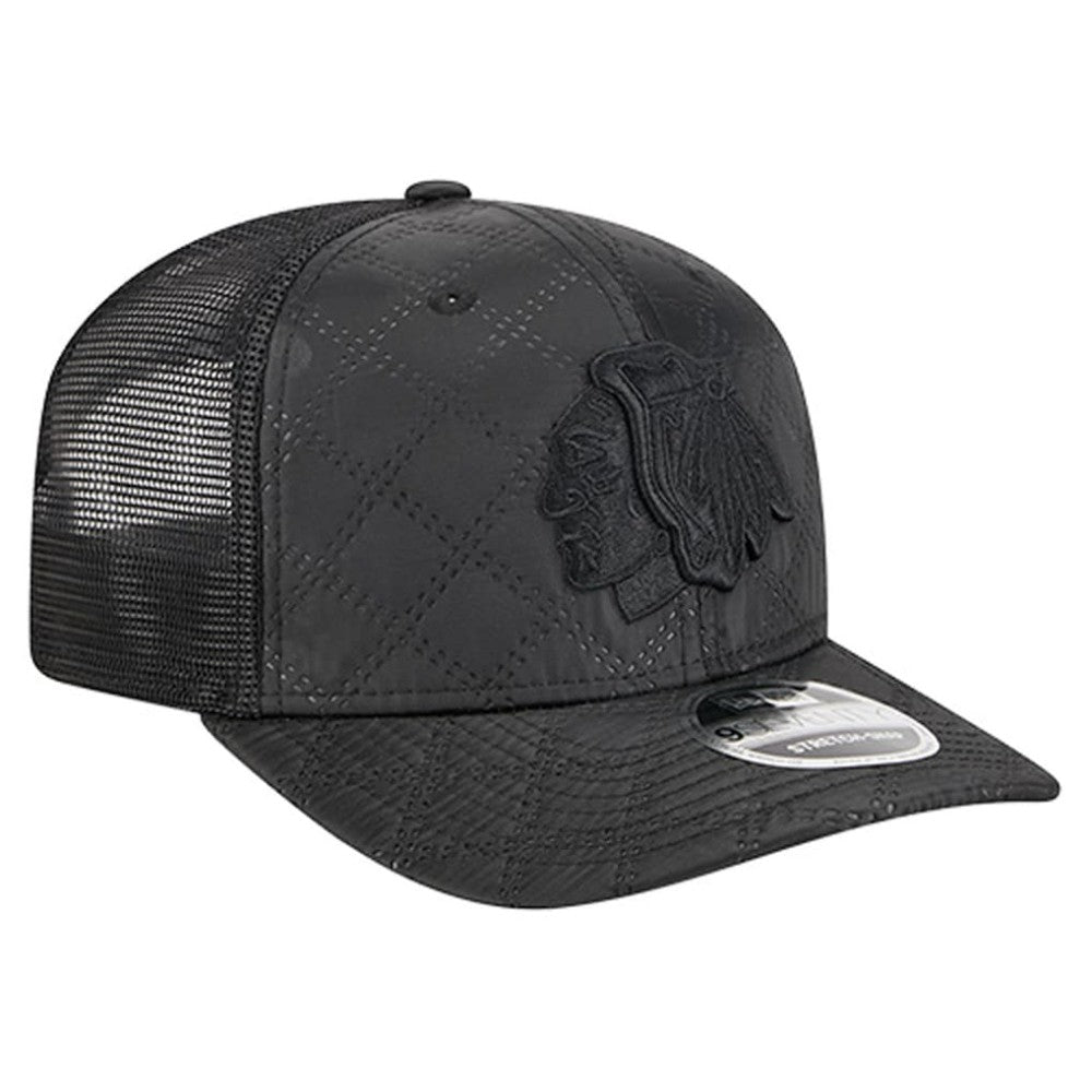 Chicago Blackhawks New Era Quilted Nylon 9SEVENTY Adjustable Trucker Hat - Black | New Era near me