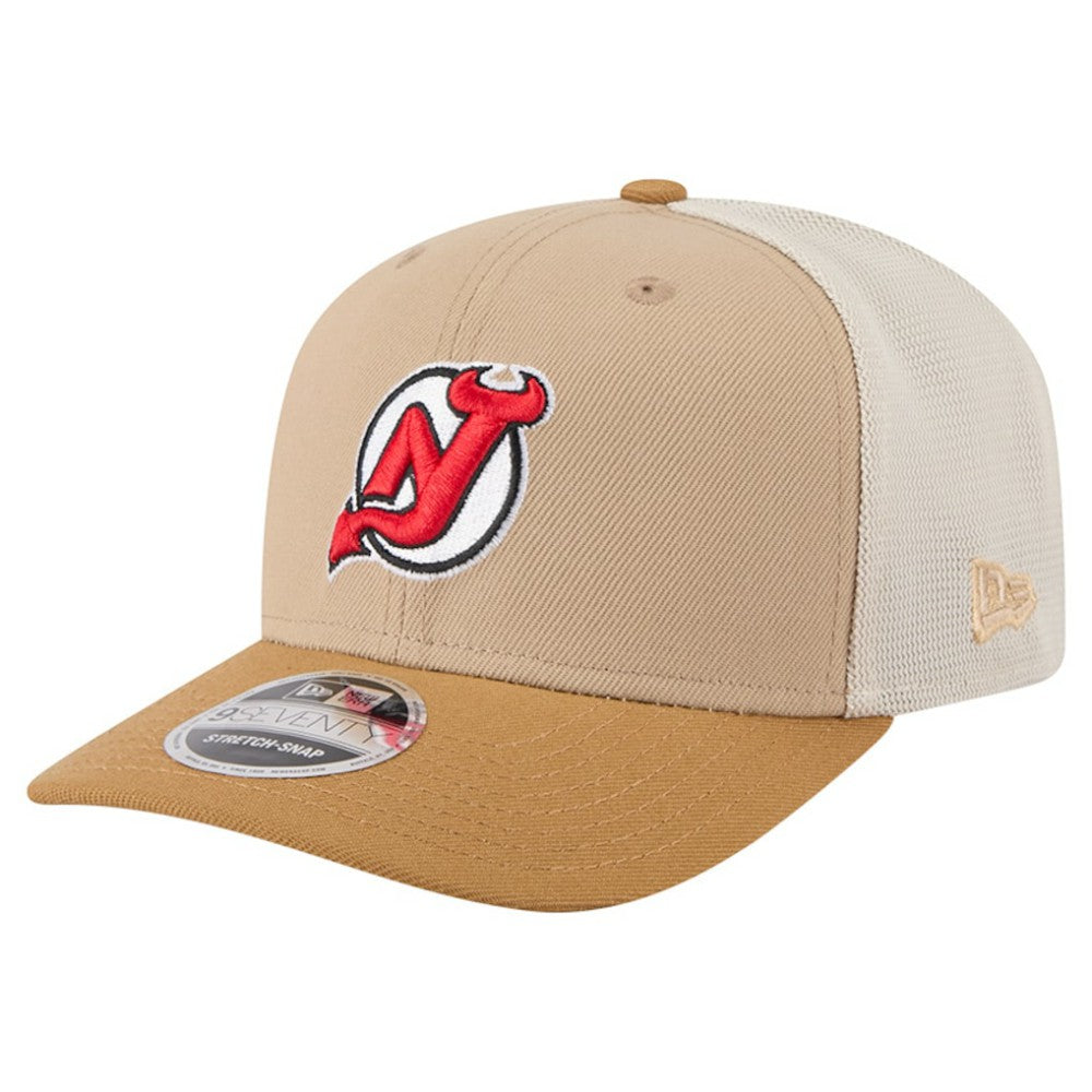 New Jersey Devils New Era Two-Tone Trucker 9SEVENTY Stretch Snap Adjustable Hat - Tan/Light Brown | New Era sale