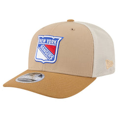 New York Rangers New Era Two-Tone Trucker 9SEVENTY Stretch Snap Adjustable Hat - Tan/Light Brown | New Era sale