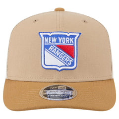 New York Rangers New Era Two-Tone Trucker 9SEVENTY Stretch Snap Adjustable Hat - Tan/Light Brown | New Era sale