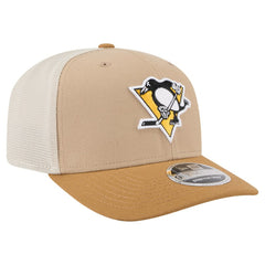 Pittsburgh Penguins New Era Two-Tone Trucker 9SEVENTY Stretch Snap Adjustable Hat - Tan/Light Brown | New Era Lifestyle