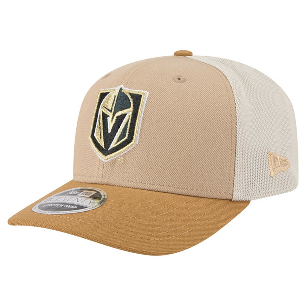Vegas Golden Knights New Era Two-Tone Trucker 9SEVENTY Stretch Snap Adjustable Hat - Tan/Light Brown | New Era Clearance