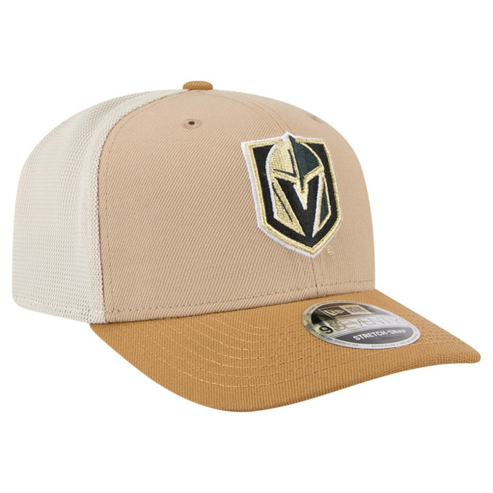 Vegas Golden Knights New Era Two-Tone Trucker 9SEVENTY Stretch Snap Adjustable Hat - Tan/Light Brown | New Era Clearance