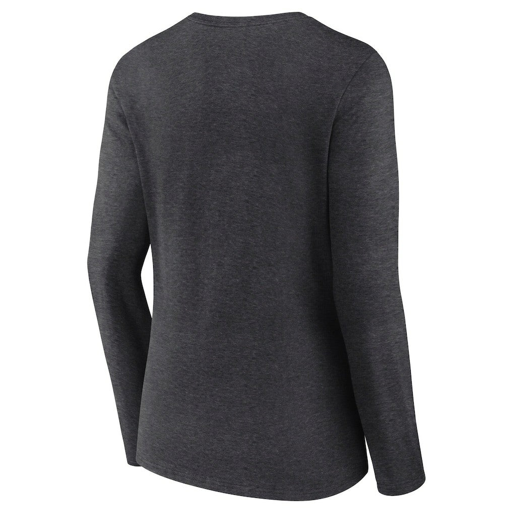 Philadelphia Eagles Women's Super Bowl LIX Quick Pass Long Sleeve V-Neck T-Shirt - Heather Charcoal - Fanatics