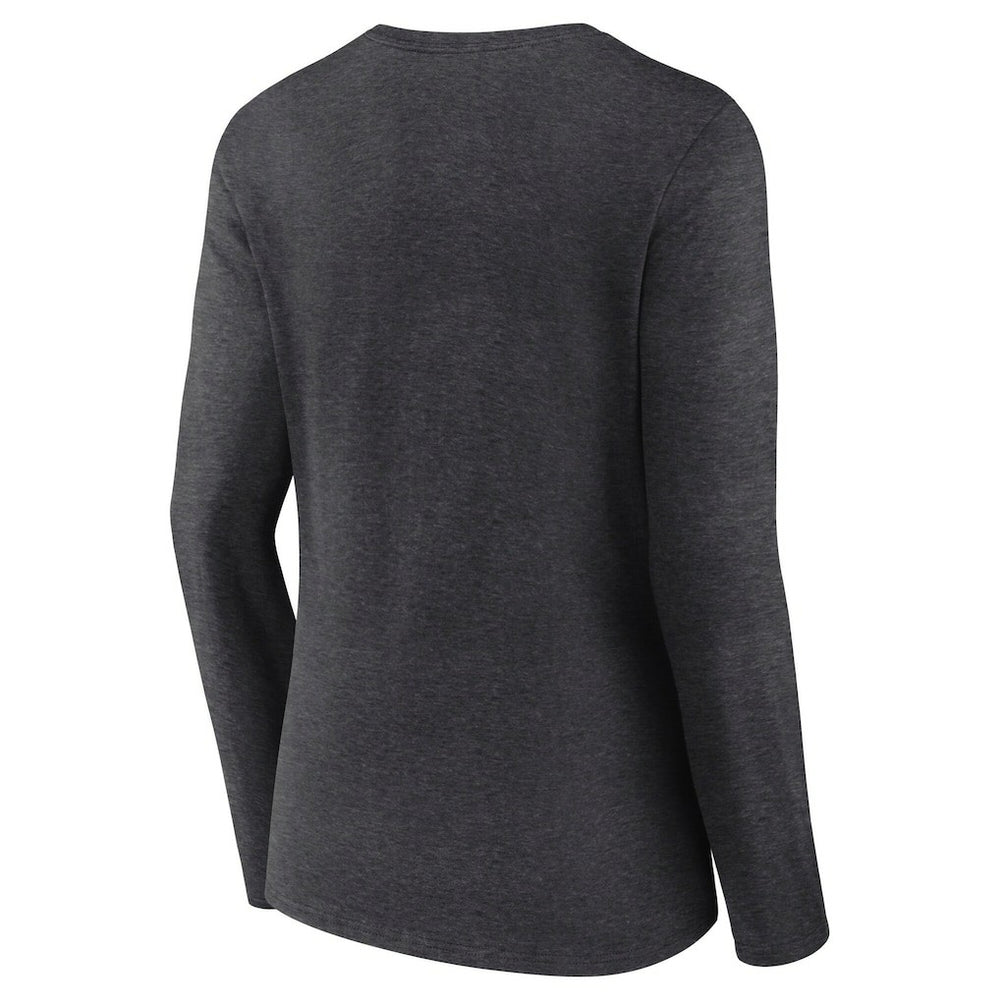 Philadelphia Eagles Women's Super Bowl LIX Quick Pass Long Sleeve V-Neck T-Shirt - Heather Charcoal - Fanatics