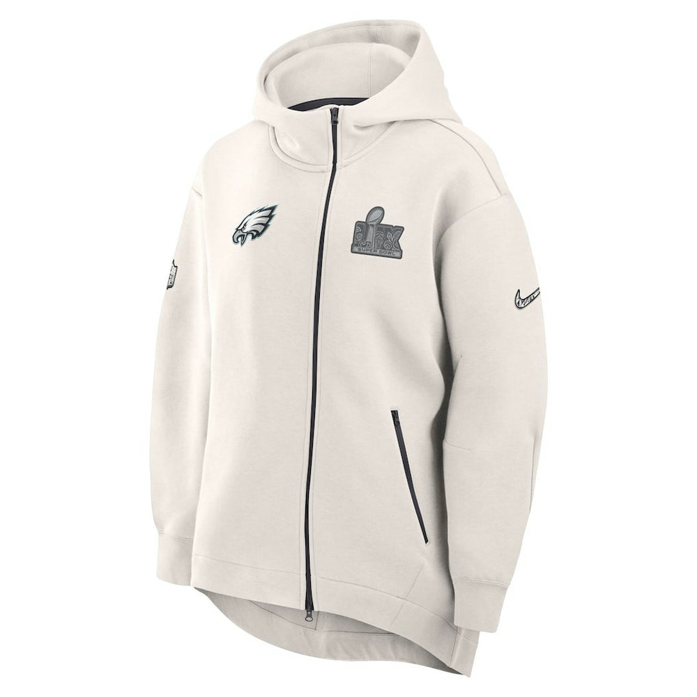 Philadelphia Eagles Women's Super Bowl LIX Opening Night Tech Fleece Full-Zip Hoodie - Cream - Nike