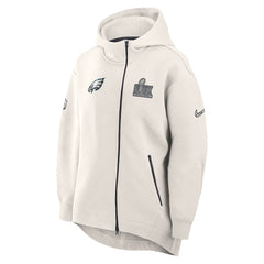 Philadelphia Eagles Women's Super Bowl LIX Opening Night Tech Fleece Full-Zip Hoodie - Cream - Nike