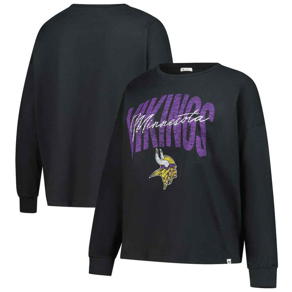 Minnesota Vikings '47 Women's Plus Size Muse Sydney Long Sleeve T-Shirt - Black - 47 brand
