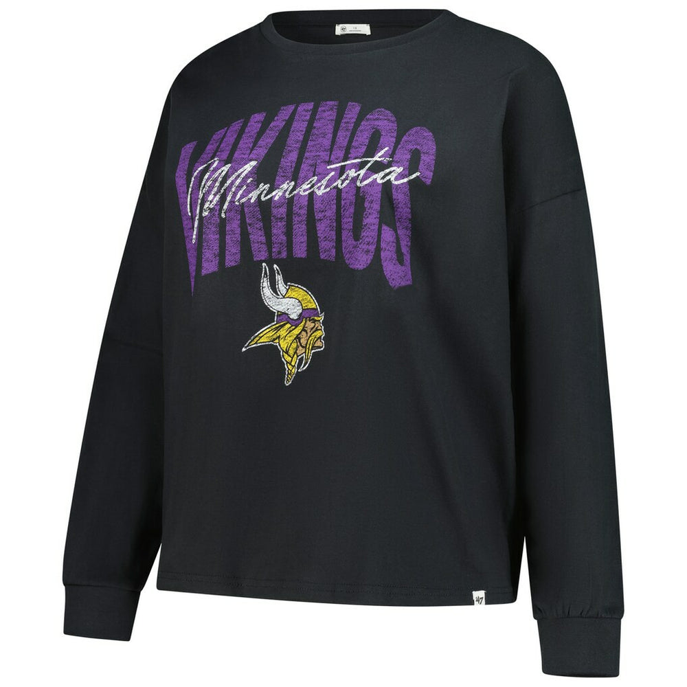 Minnesota Vikings '47 Women's Plus Size Muse Sydney Long Sleeve T-Shirt - Black - 47 brand
