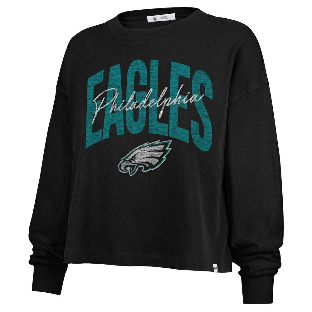 Philadelphia Eagles '47 Women's Plus Size Muse Sydney Long Sleeve T-Shirt - Black - 47 brand