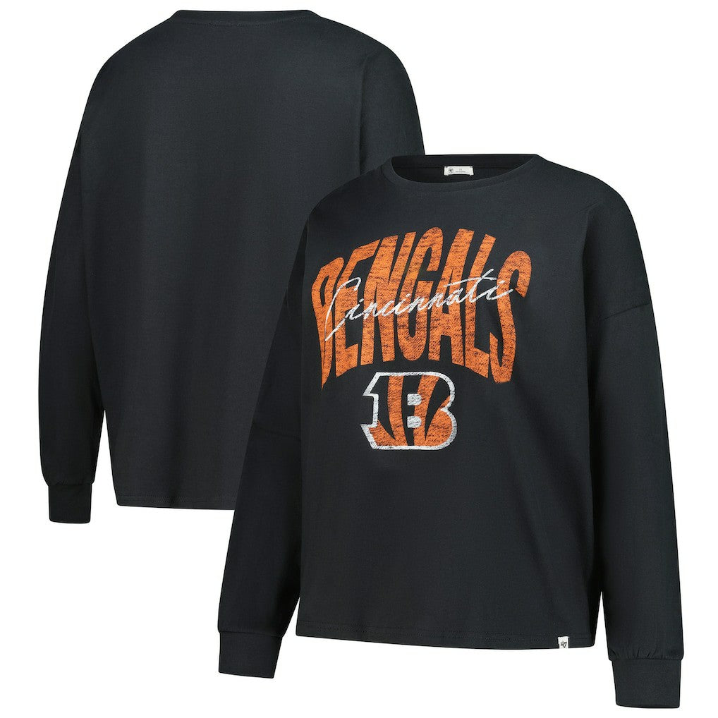Cincinnati Bengals '47 Women's Plus Size Muse Sydney Long Sleeve T-Shirt - Black - 47 brand