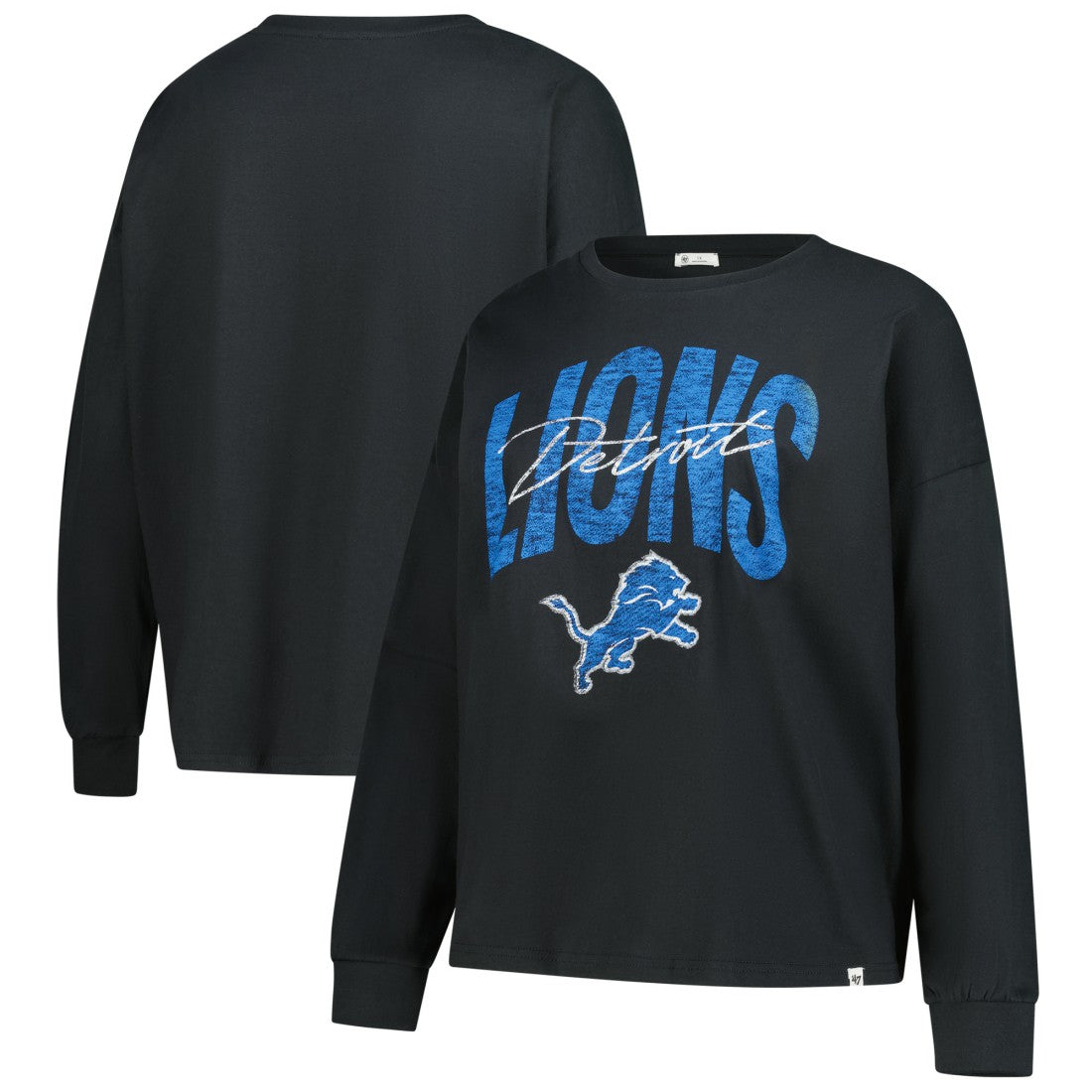 Detroit Lions '47 Women's Plus Size Muse Sydney Long Sleeve T-Shirt - Black - 47 brand