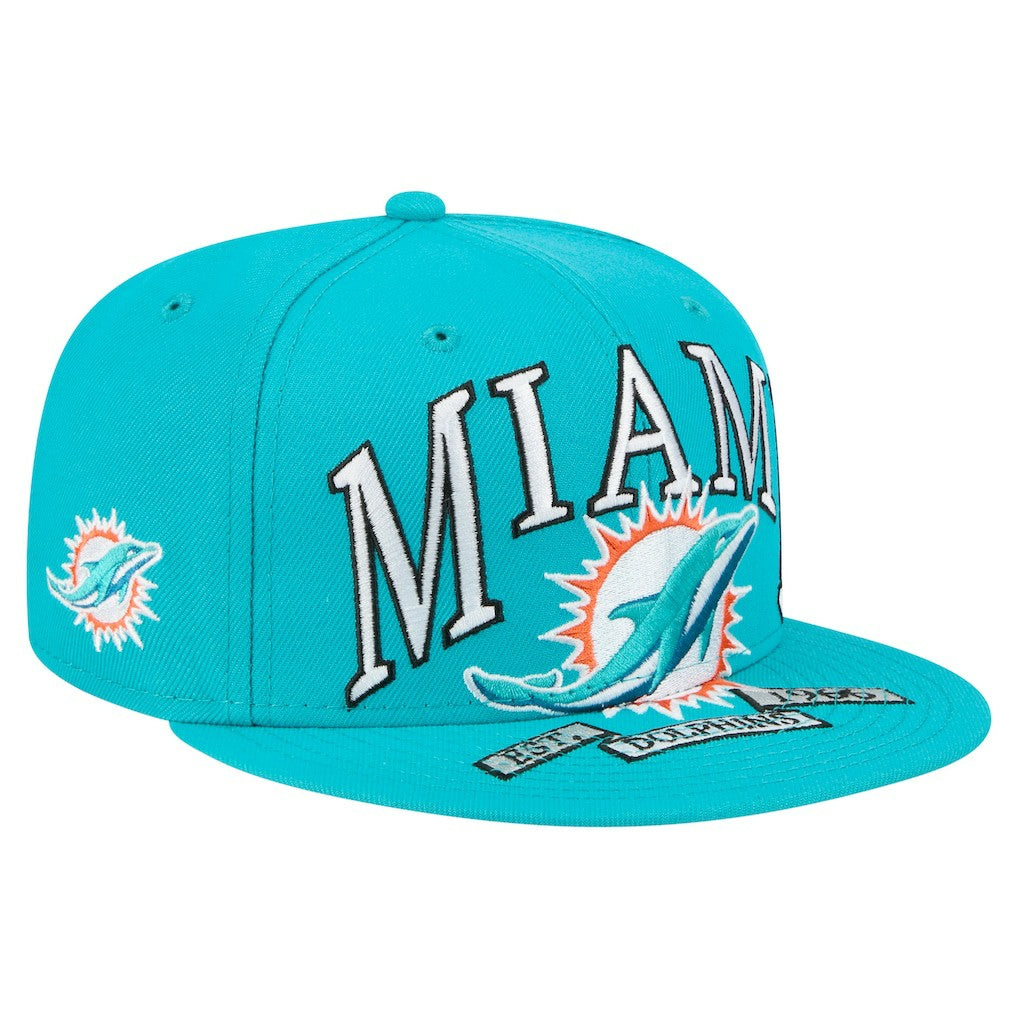 Miami Dolphins New Era Oversized 59FIFTY Fitted Hat - Aqua - NFL