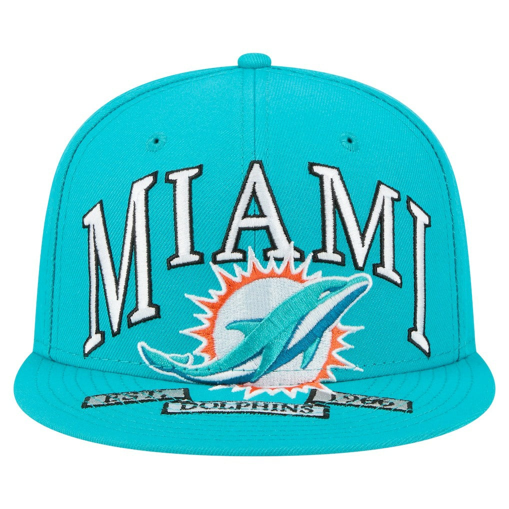 Miami Dolphins New Era Oversized 59FIFTY Fitted Hat - Aqua - NFL