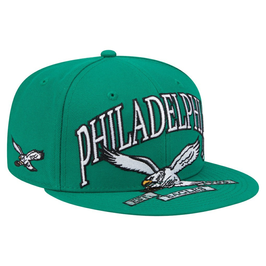 Philadelphia Eagles New Era Throwback Oversized 59FIFTY Fitted Hat - Kelly Green - NFL