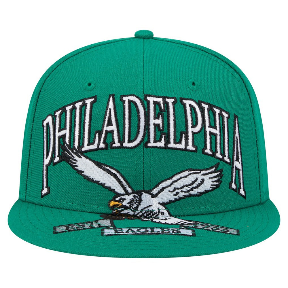 Philadelphia Eagles New Era Throwback Oversized 59FIFTY Fitted Hat - Kelly Green - NFL