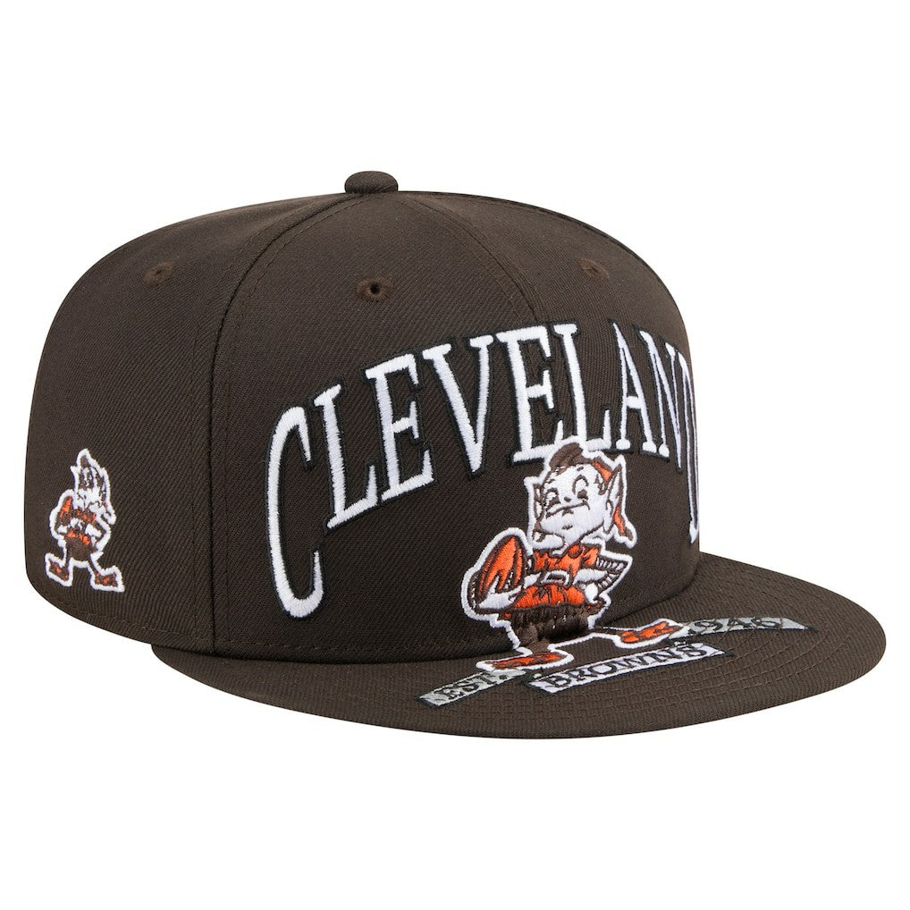 Cleveland Browns New Era Throwback Oversized 59FIFTY Fitted Hat - Brown - NFL
