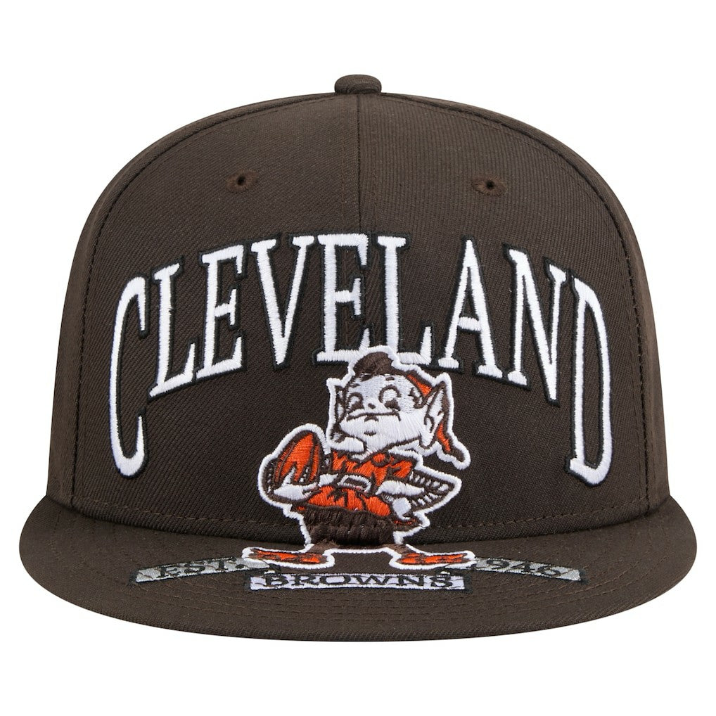 Cleveland Browns New Era Throwback Oversized 59FIFTY Fitted Hat - Brown - NFL