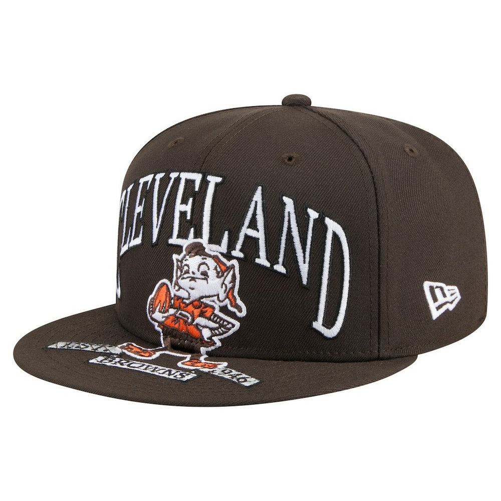 Cleveland Browns New Era Throwback Oversized 59FIFTY Fitted Hat - Brown - NFL