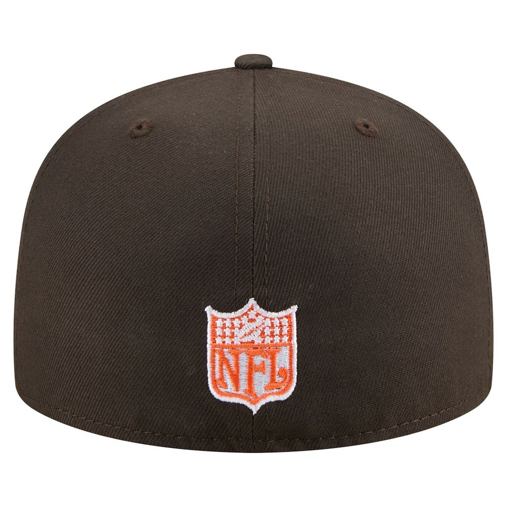Cleveland Browns New Era Throwback Oversized 59FIFTY Fitted Hat - Brown - NFL