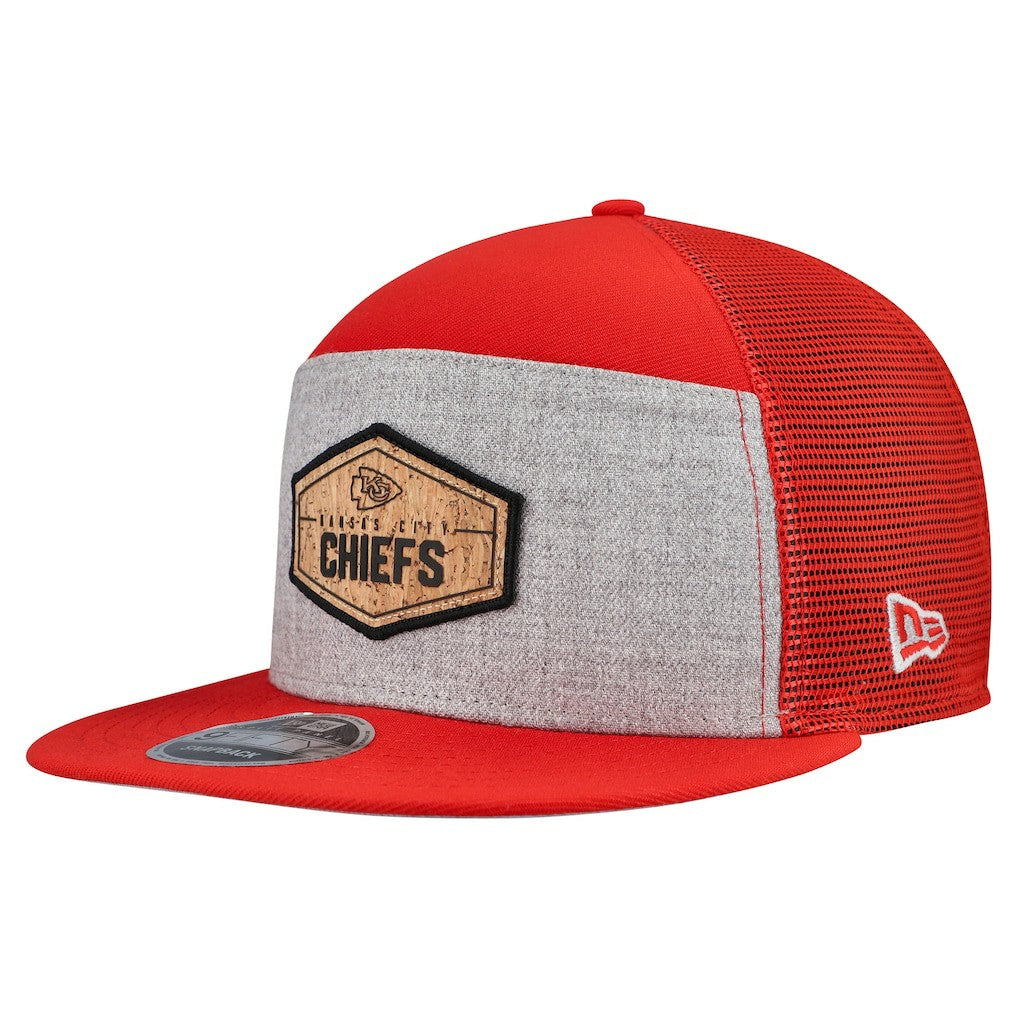 Kansas City Chiefs New Era Cork Split Panel 9FIFTY Trucker Snapback Hat - Gray/Red - NFL