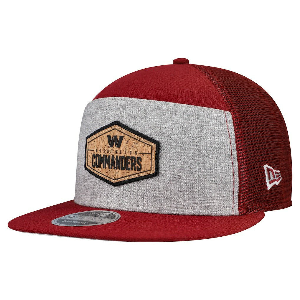 Washington Commanders New Era Cork Split Panel 9FIFTY Trucker Snapback Hat - Gray/Burgundy - NFL