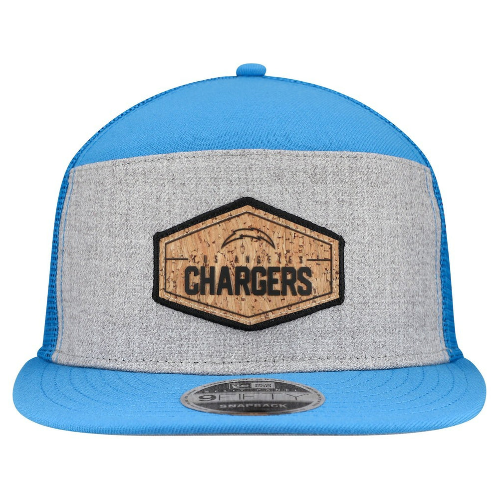 Los Angeles Chargers New Era Cork Split Panel 9FIFTY Trucker Snapback Hat - Gray/Powder Blue - NFL