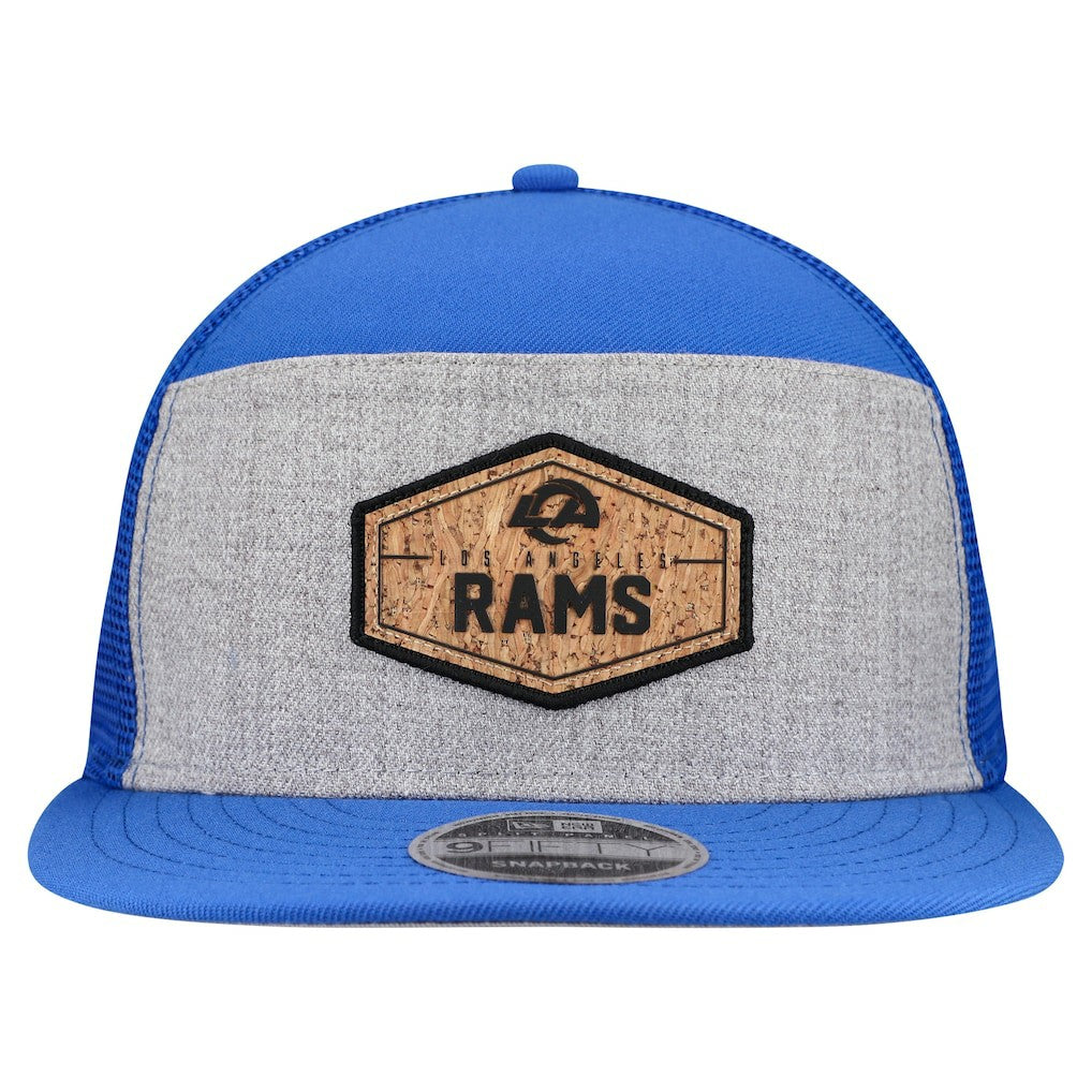 Los Angeles Rams New Era Cork Split Panel 9FIFTY Trucker Snapback Hat - Gray/Royal - NFL