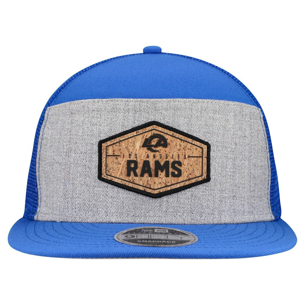 Los Angeles Rams New Era Cork Split Panel 9FIFTY Trucker Snapback Hat - Gray/Royal - NFL