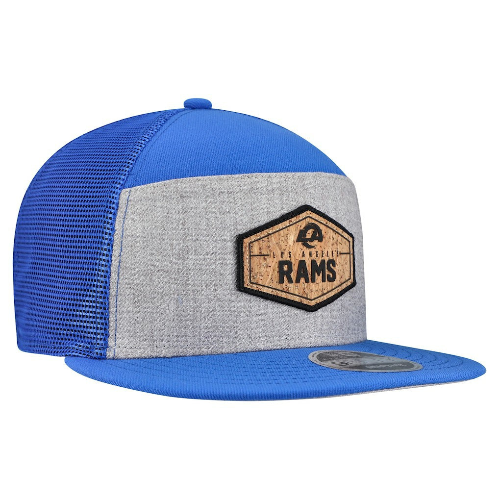 Los Angeles Rams New Era Cork Split Panel 9FIFTY Trucker Snapback Hat - Gray/Royal - NFL