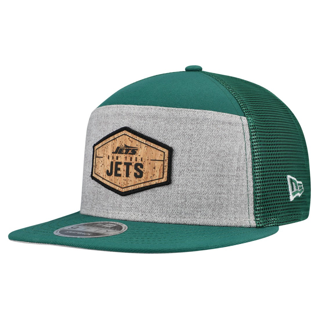 New York Jets New Era Cork Split Panel 9FIFTY Trucker Snapback Hat - Gray/Green - NFL