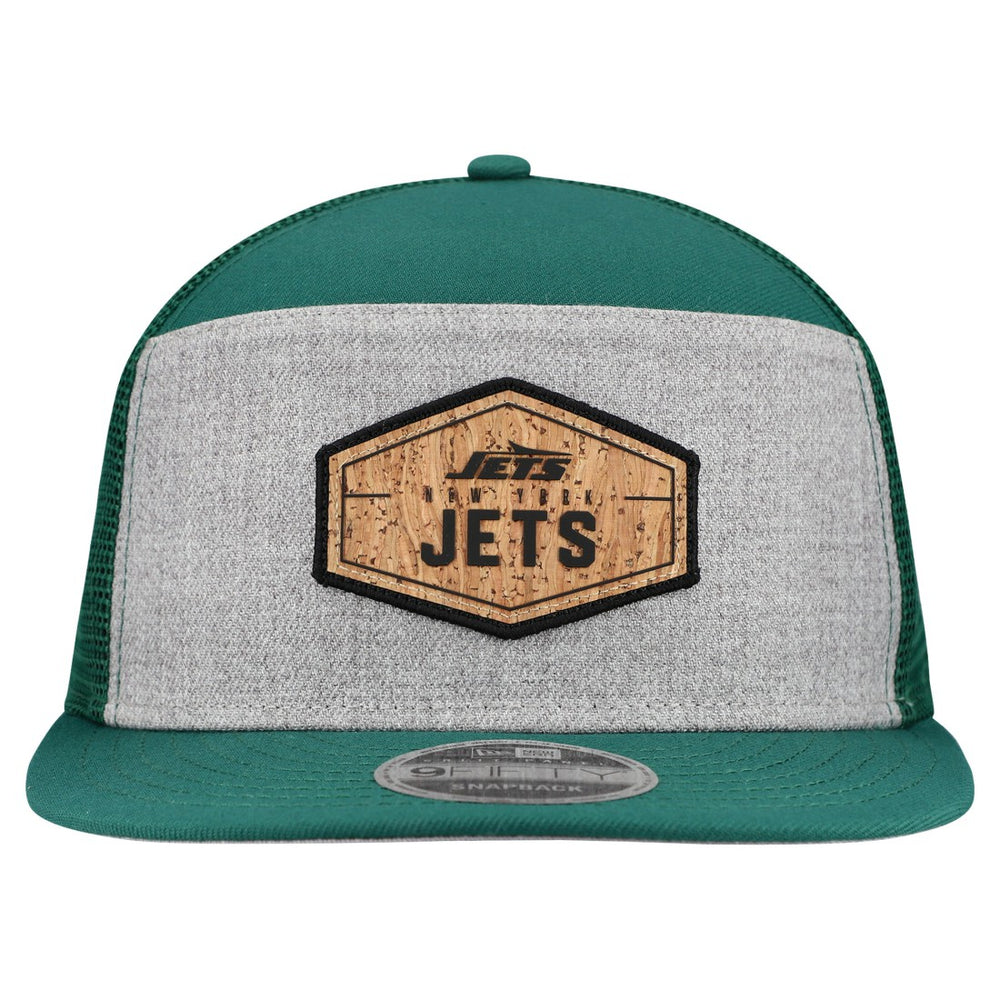 New York Jets New Era Cork Split Panel 9FIFTY Trucker Snapback Hat - Gray/Green - NFL