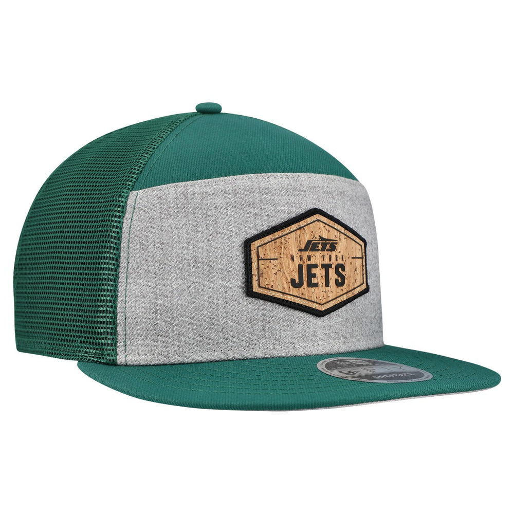 New York Jets New Era Cork Split Panel 9FIFTY Trucker Snapback Hat - Gray/Green - NFL