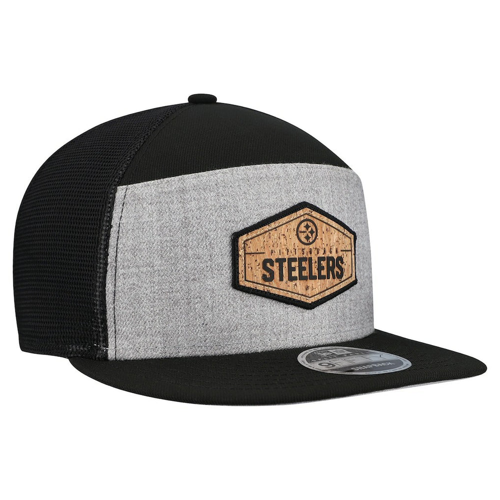 Pittsburgh Steelers New Era Cork Split Panel 9FIFTY Trucker Snapback Hat - Gray/Black - NFL