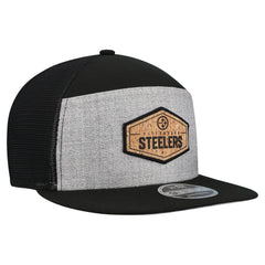 Pittsburgh Steelers New Era Cork Split Panel 9FIFTY Trucker Snapback Hat - Gray/Black - NFL