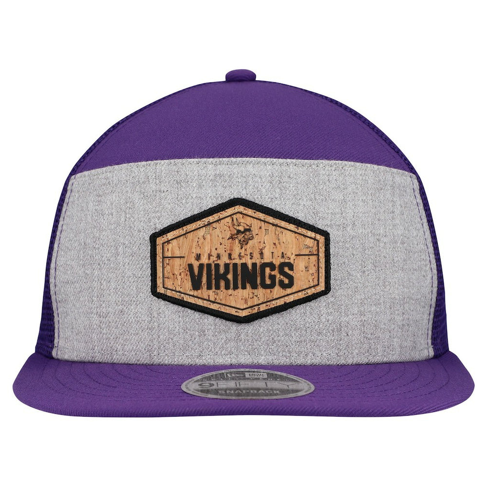 Minnesota Vikings New Era Cork Split Panel 9FIFTY Trucker Snapback Hat - Gray/Purple - NFL