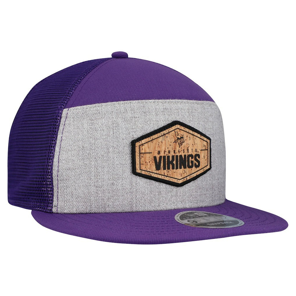 Minnesota Vikings New Era Cork Split Panel 9FIFTY Trucker Snapback Hat - Gray/Purple - NFL
