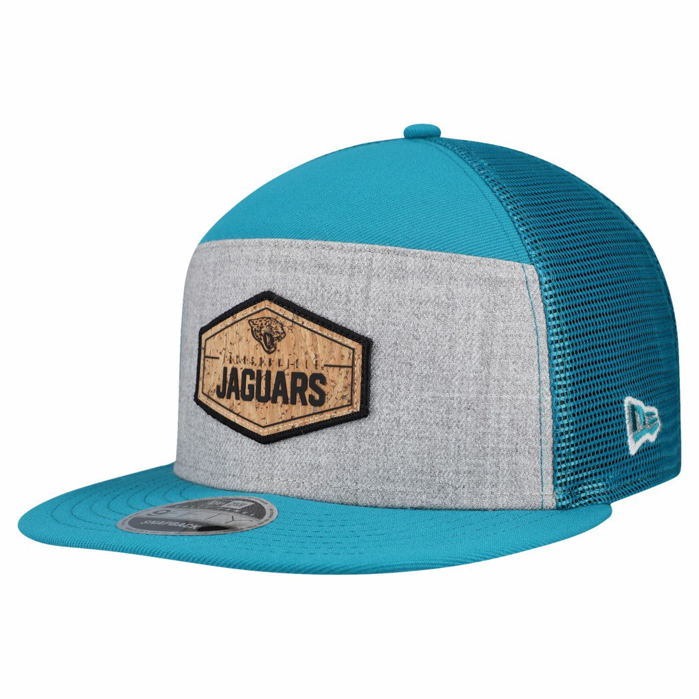 Jacksonville Jaguars New Era Cork Split Panel 9FIFTY Trucker Snapback Hat - Gray/Teal - NFL