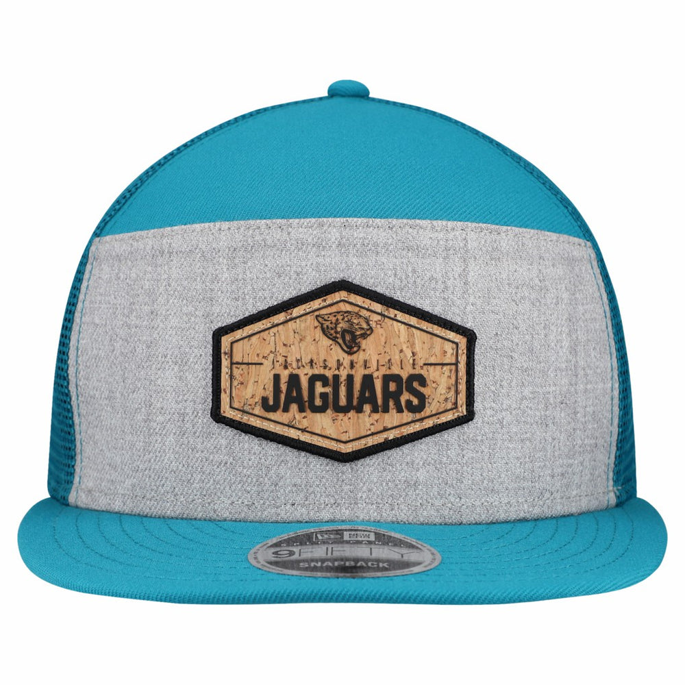 Jacksonville Jaguars New Era Cork Split Panel 9FIFTY Trucker Snapback Hat - Gray/Teal - NFL