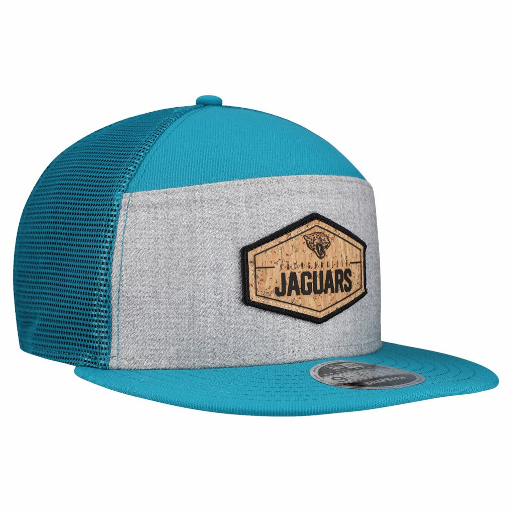 Jacksonville Jaguars New Era Cork Split Panel 9FIFTY Trucker Snapback Hat - Gray/Teal - NFL